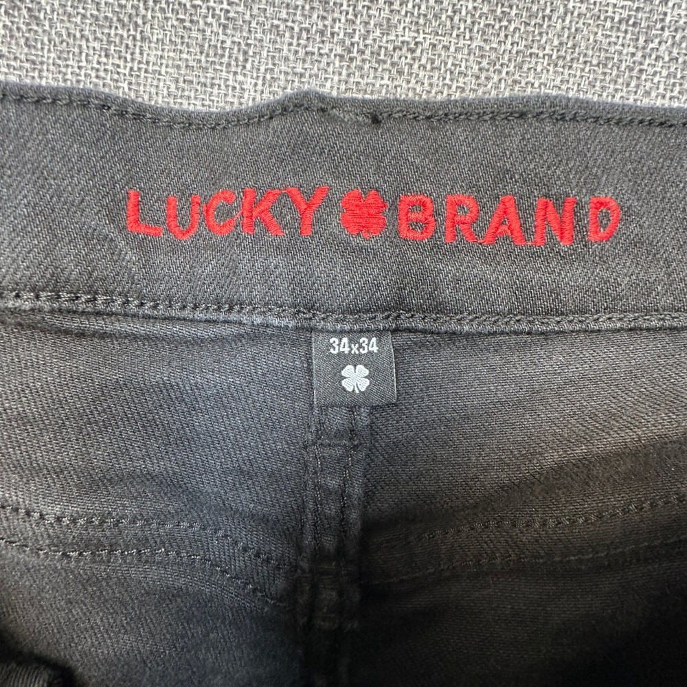 Lucky Brand 410 Athletic Straight Jeans Men 34x34 (Fits as 34x33) Black Stretch - Picture 6 of 13
